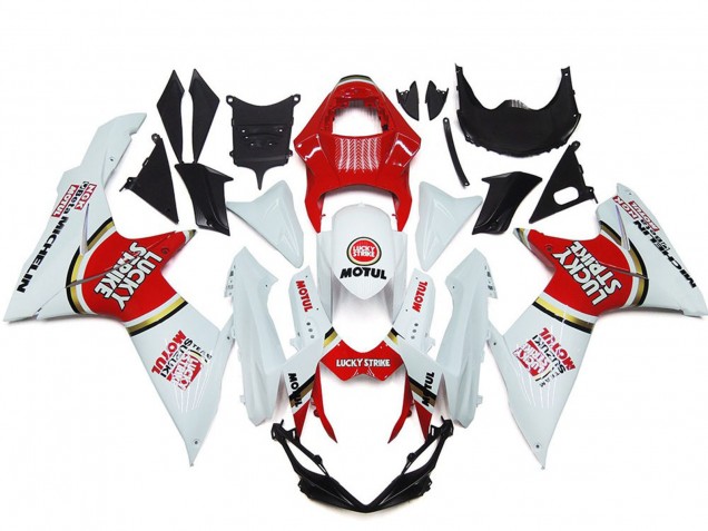 Suzuki GSXR 600 / GSXR 750 Motorrad Verkleidung 2011-2024 - Weiss Rot Motul Lucky Strike