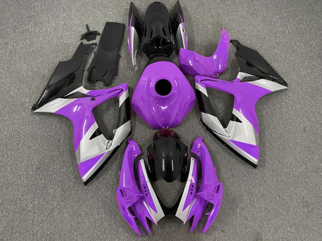 Suzuki GSXR 600 / GSXR 750 Motorrad Verkleidung 2006-2007 - Lila Silber Glanzendes Schwarz