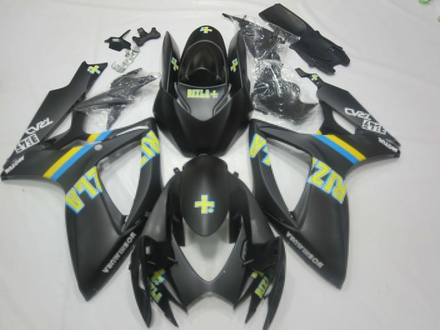 Suzuki GSXR 600 / GSXR 750 Motorrad Verkleidung 2006-2007 - Matt Schwarz Blau Gelb Rizla