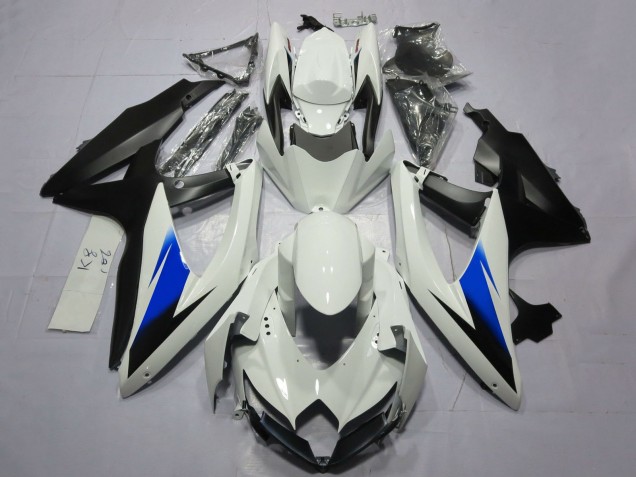 Suzuki GSXR 600 / GSXR 750 Motorrad Verkleidung 2008-2010 - Weiss Blau Matt Schwarz