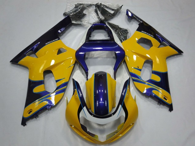 Suzuki GSXR 600 / GSXR 750 Motorrad Verkleidung 2001-2003 - Gelb Blau