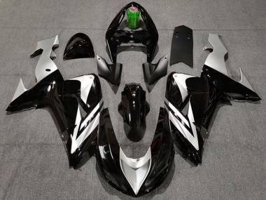 Kawasaki ZX10R Motorrad Verkleidung 2006-2007 - Glanzendes Schwarz Silber