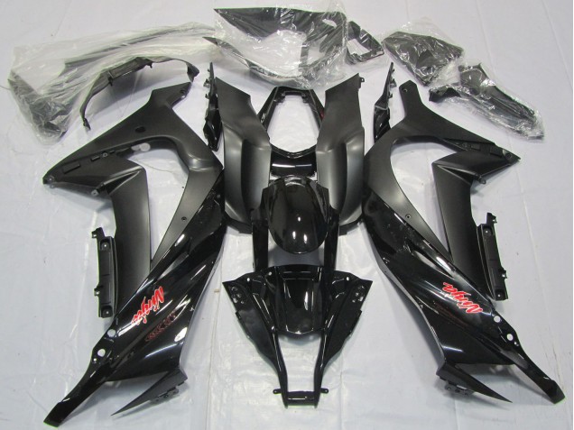 Kawasaki ZX10R Motorrad Verkleidung 2011-2015 - Glanzendes Schwarz Matt Schwarz Rot Aufkleber