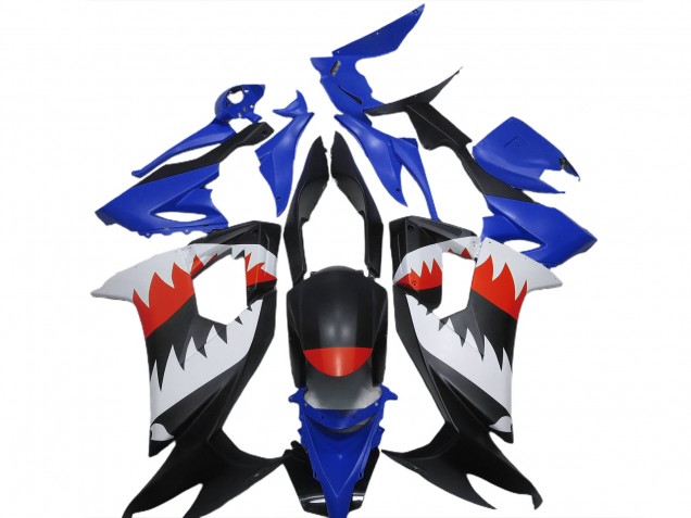 Kawasaki ZX10R Motorrad Verkleidung 2008-2010 - Blau Schwarz Weiss Rot Hai