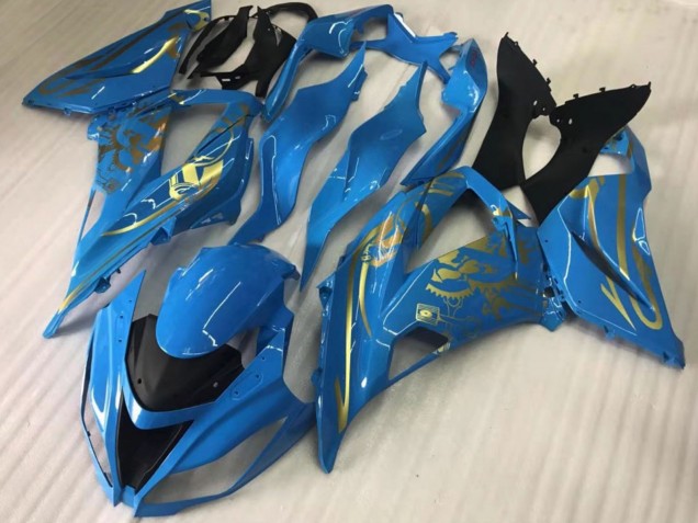 Kawasaki ZX10R Motorrad Verkleidung 2016-2020 - Blau Gold