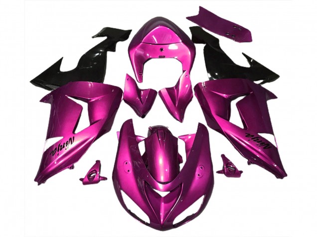 Kawasaki ZX10R Motorrad Verkleidung 2006-2007 - Rosa Glanzendes Schwarz