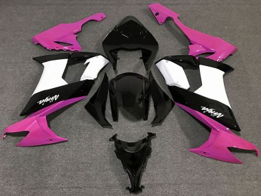 Kawasaki ZX10R Motorrad Verkleidung 2008-2010 - Glanzendes Rosa Schwarz und Weiss