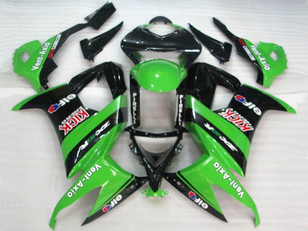 Kawasaki ZX10R Motorrad Verkleidung 2008-2010 - Grun Schwarz Rot Kick Elf Vent-Axia