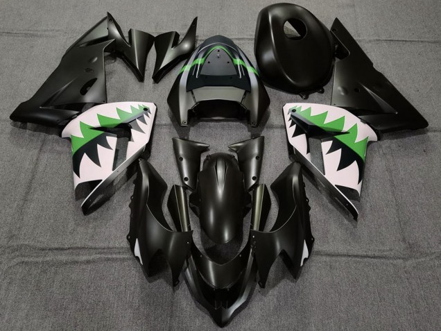 Kawasaki ZX10R Motorrad Verkleidung 2004-2005 - Matt Schwarz und Grun
