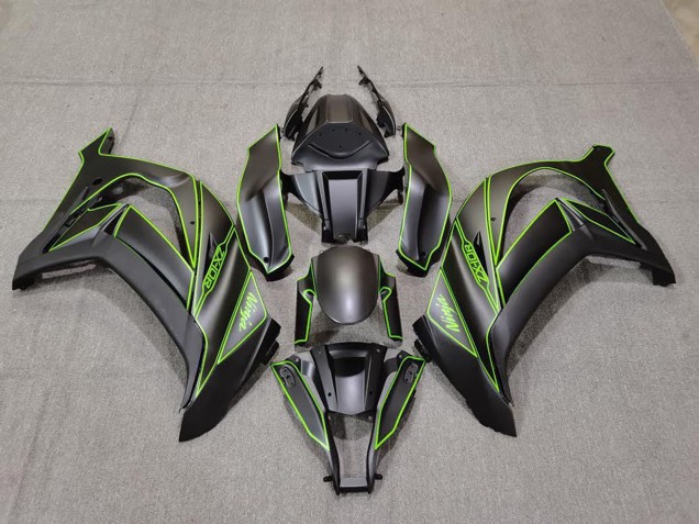 Kawasaki ZX10R Motorrad Verkleidung 2011-2015 - Matt Schwarz Grun Linie