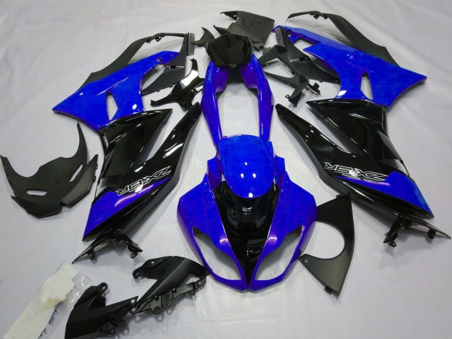 Kawasaki ZX6R Motorrad Verkleidung 2009-2012 - Blau Glanzendes Schwarz