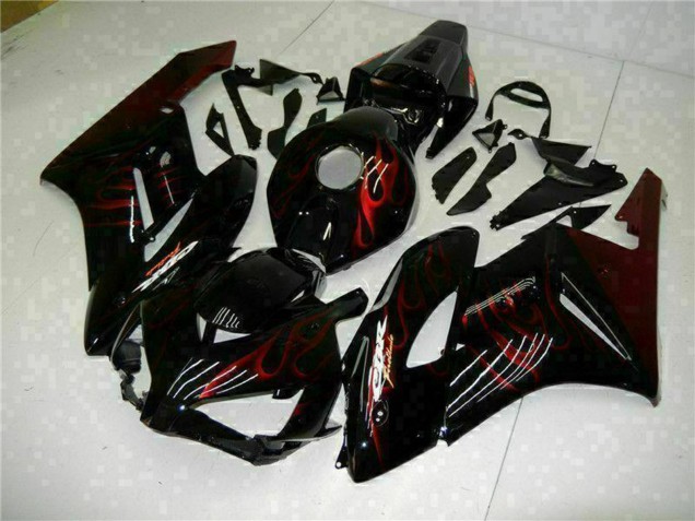 Honda CBR1000RR Motorrad Verkleidung 2004-2005 - Glanzendes Schwarz Rot Flamme