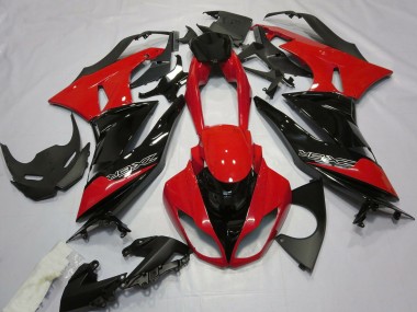 Kawasaki ZX6R Motorrad Verkleidung 2009-2012 - Rot Glanzendes Schwarz