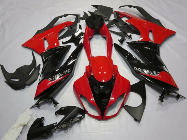 Kawasaki ZX6R Motorrad Verkleidung 2009-2012 - Rot Glanzendes Schwarz