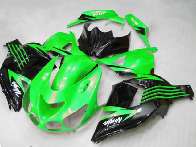 Kawasaki ZX14R ZZR1400 Motorrad Verkleidung 2012-2024 - Grun Glanzendes Schwarz Weiss Ninja