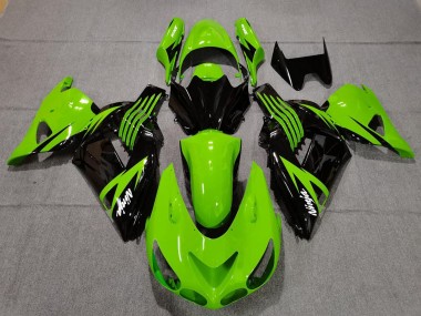 Kawasaki ZX14R Motorrad Verkleidung 2006-2011 - Grun Glanzendes Schwarz Weiss Ninja
