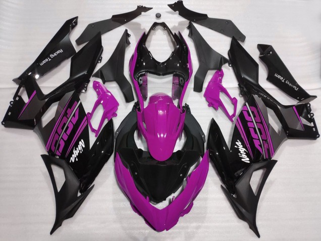 Kawasaki Ninja 400 Motorrad Verkleidung 2018-2024 - Lila Glanzendes Schwarz Matt Schwarz OEM Stil