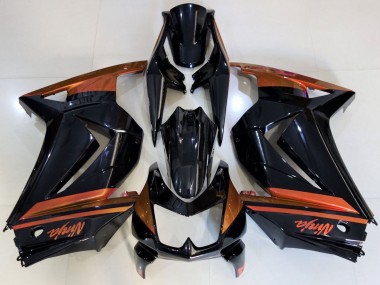 Kawasaki Ninja 250 Motorrad Verkleidung 2008-2012 - Glanzendes Schwarz Orange