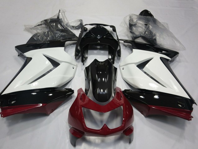 Kawasaki Ninja 250 Motorrad Verkleidung 2008-2012 - Weiss Rot Glanzendes Schwarz