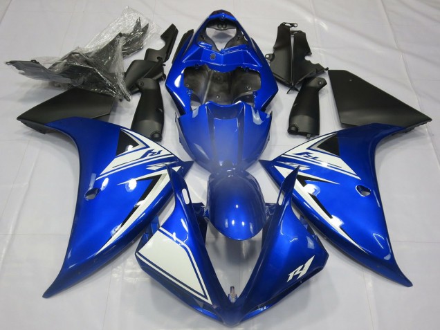Yamaha R1 Motorrad Verkleidung 2012-2014 - Blau Weiss Matt Schwarz