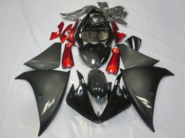 Yamaha R1 Motorrad Verkleidung 2012-2014 - Glanzendes Schwarz Matt Schwarz Rot