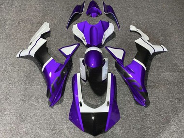 Yamaha R1 Motorrad Verkleidung 2015-2019 - Weiss Lila Carbonfaser Accents