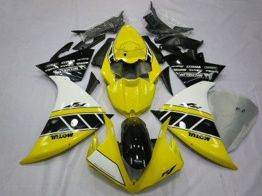 Yamaha R1 Motorrad Verkleidung 2012-2014 - Weiss Gelb Glanzendes Schwarz