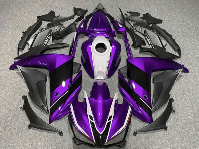 Yamaha R3 Motorrad Verkleidung 2015-2018 - Lila Weiss Glanzendes Schwarz