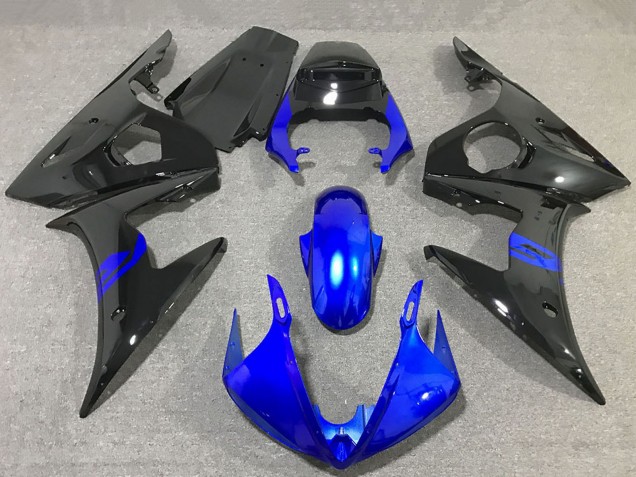Yamaha R6 Motorrad Verkleidung 2003-2004 - Blau Glanzendes Schwarz