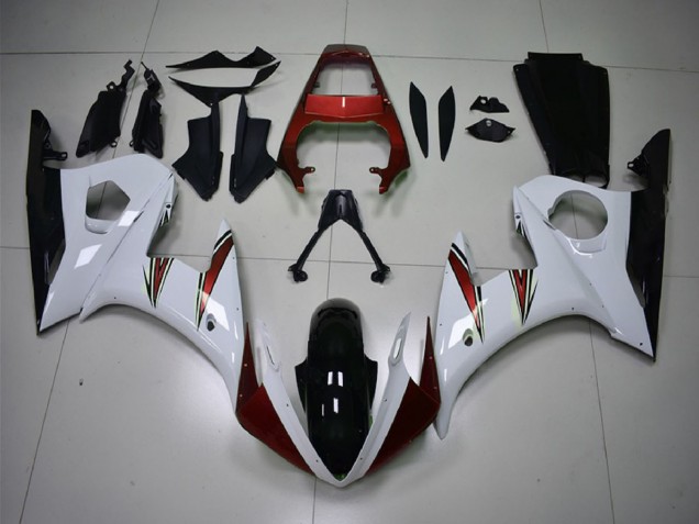 Yamaha R6 Motorrad Verkleidung 2003-2004 - Weiss Rot Glanzendes Schwarz