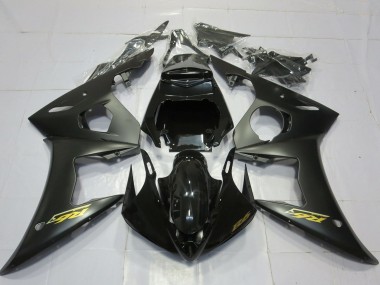 Yamaha R6 Motorrad Verkleidung 2003-2004 - Glanzendes Schwarz Matt Schwarz Gold Aufkleber