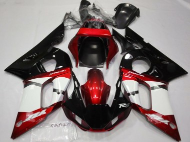 Yamaha R6 Motorrad Verkleidung 1998-2002 - Rot Weiss Glanzendes Schwarz