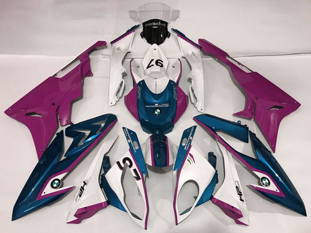 BMW S1000RR Motorrad Verkleidung 2009-2014 - Weiss Lila Blau