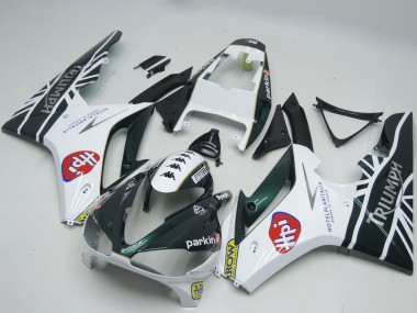 Triumph Daytona 675 Motorrad Verkleidung 2009-2012 - Weiss Glanzendes Schwarz HPi