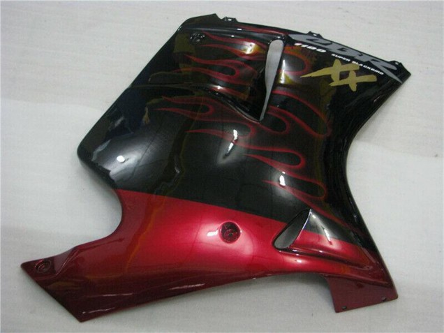 Honda CBR1100XX Blackbird Abs Motorrad Verkleidungen 1996-2007 - Glanzendes Schwarz Rot Flamme