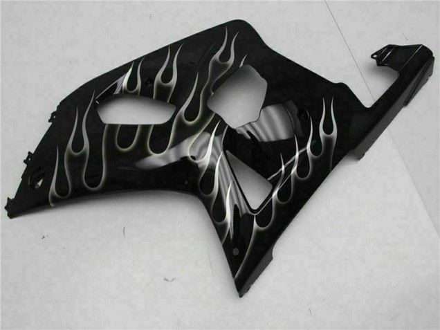 Suzuki GSXR 600/750 Motorrad Verkleidung 2001-2003 - Glanzendes Schwarz Silber Flamme