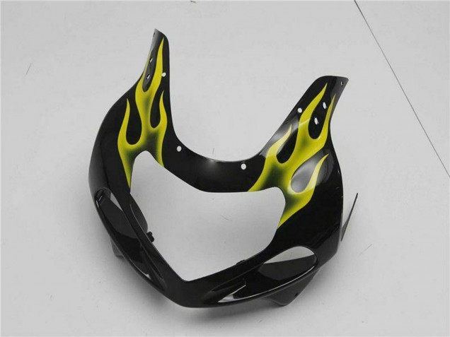 Suzuki GSXR 600/750 Motorrad Verkleidung 2001-2003 - Glanzendes Schwarz Gelb Flamme