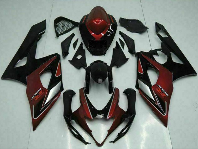 Suzuki GSXR 1000 Motorrad Verkleidung 2005-2006 - Rot Silber Glanzendes Schwarz