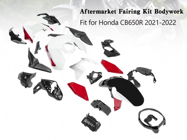 Honda CB650R Motorrad Verkleidung 2019-2022 - Schwarz Rot Weiss