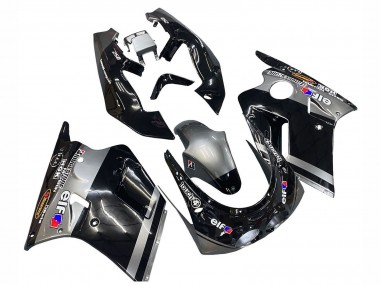 Kawasaki ZXR250 Motorrad Verkleidung 1989-1990 - Glanzendes Schwarz Grau Elf Touch4 Bridgestone