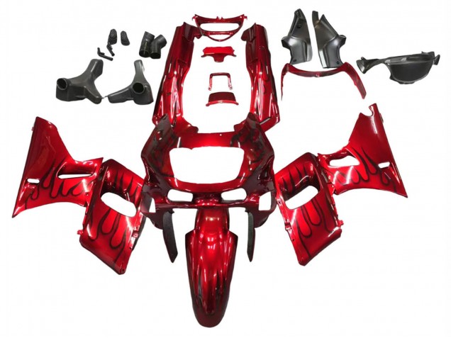 Kawasaki ZZR400 Motorrad Verkleidung 1993-2007 - Rot Schwarz Flamme