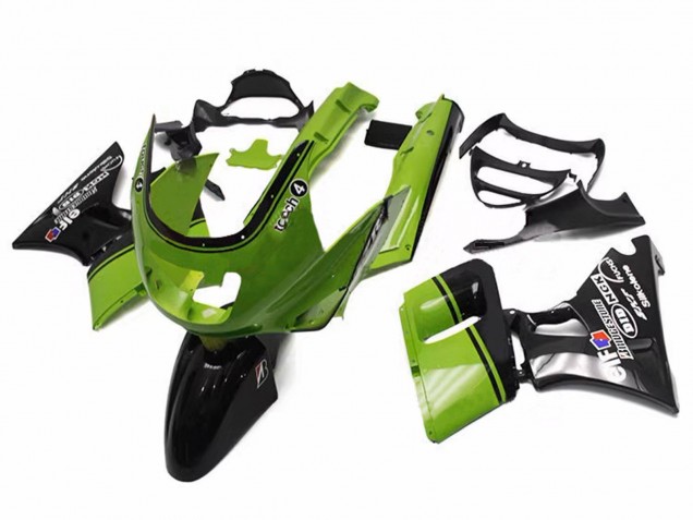 Kawasaki ZZR600 Motorrad Verkleidung 1998-2003 - Grun Glanzendes Schwarz Elf Touch4 Bridgestone
