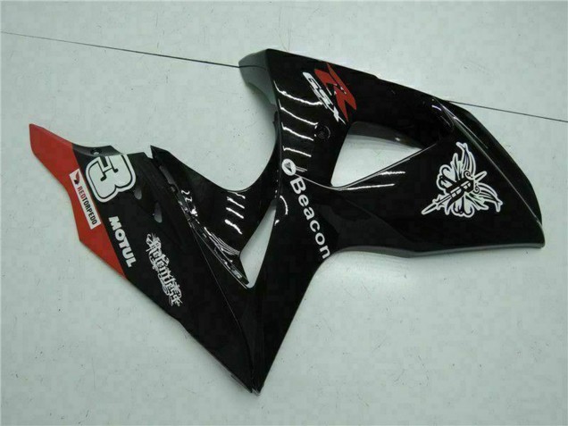 Suzuki GSXR 1000 Motorrad Verkleidung 2009-2016 - Glanzendes Schwarz Rot Leuchtfeuer Motul