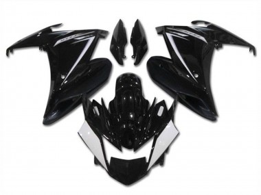 Yamaha FZ6R Motorrad Verkleidung 2009-2015 - Glanzendes Schwarz Weiss
