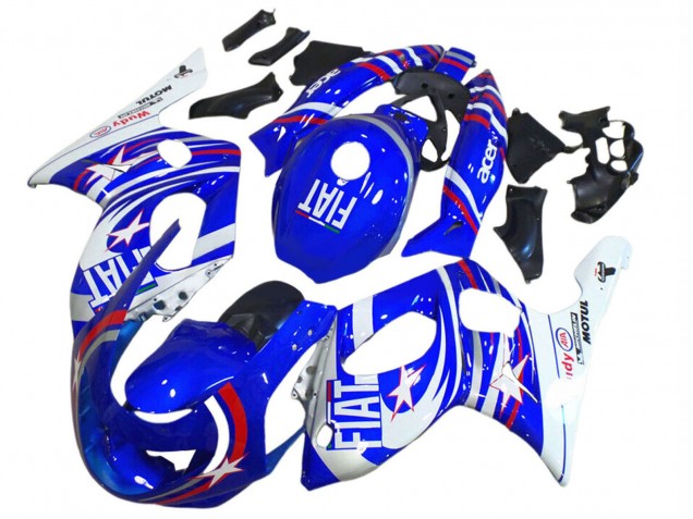 Yamaha YZF600R Thundercat Motorrad Verkleidung 1996-2007 - Blau Weiss Silber Rot Fiat Motul