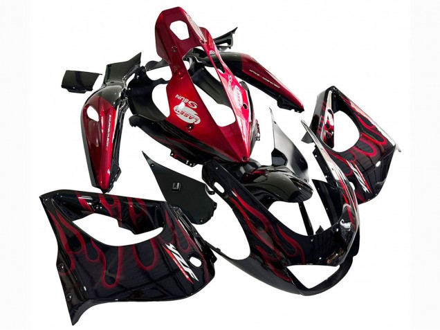 Yamaha YZF 1000R Thunderace Motorrad Verkleidung Kit 1997-2007 - Schwarz mit Rot Flamme