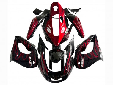 Yamaha YZF 1000R Thunderace Motorrad Verkleidung Kit 1997-2007 - Schwarz mit Rot Flamme