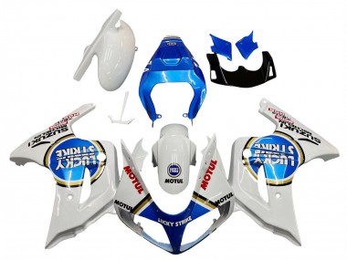 Suzuki SV650 Motorrad Verkleidung 2003-2013 - Weiss Blau Lucky Strike Motul