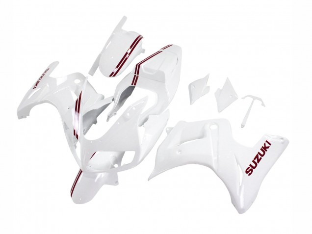 Suzuki SV650 Motorrad Verkleidung 2003-2013 - Weiss mit Dunkel Rot Linie