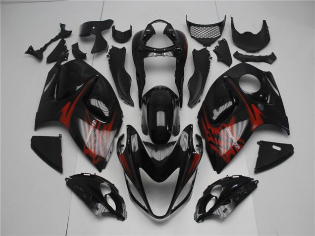 Suzuki GSXR 1300 Hayabusa Motorrad Verkleidung 2008-2020 - Glanzendes Schwarz Rot